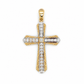 Kreuz Anhänger aus 585 Gold mit Zirkonia in Gelbgold und Weißgold Frontansicht