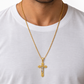 Kreuz Anhänger mit Jesus aus 585 Gold an einer Kette getragen