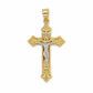 Kreuz Anhänger mit Jesus aus 585 Gelbgold und Weißgold Bicolor – Frontansicht