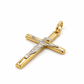 Bicolor Kreuzanhänger aus 585 Gelbgold und Weißgold mit Jesus-Korpus – Schrägansicht