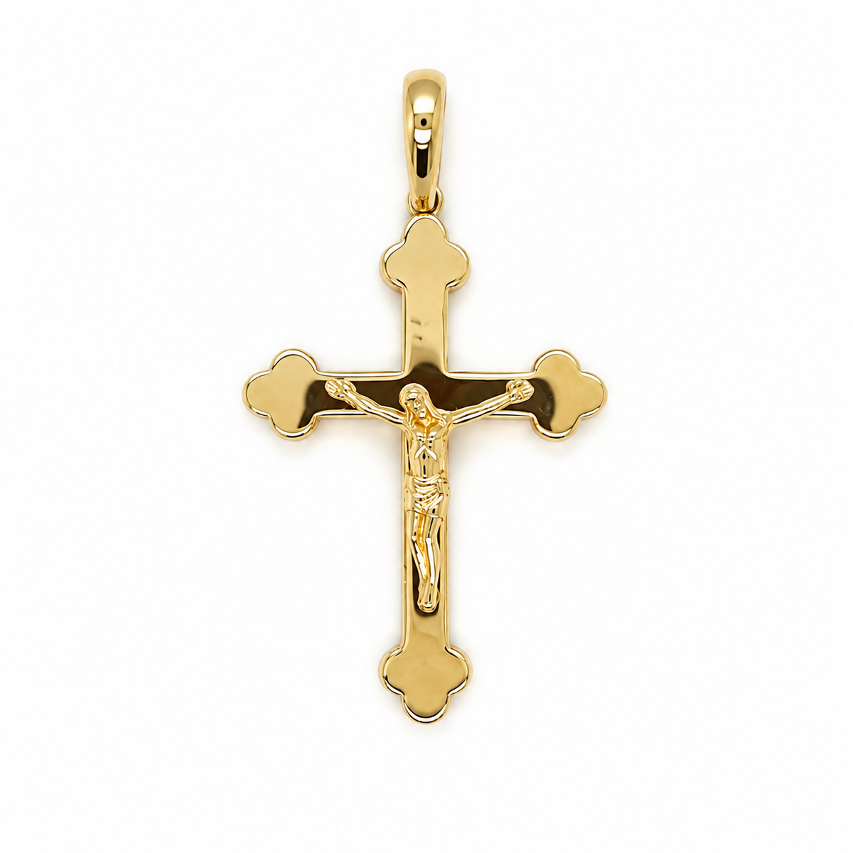Kruzifix Kreuz Anhänger aus 585 Gold mit Jesus – Frontansicht