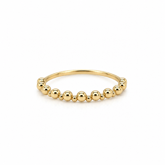 Kugelring aus 585 Gelbgold mit halbseitigem Kugeldesign in Frontansicht