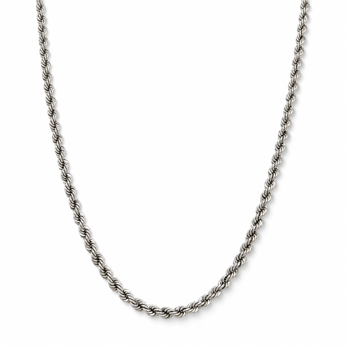 Massive Kordelkette aus 585 Weißgold 45 cm 2,5 mm rhodiniert
