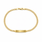 Panzerarmband aus 585 Gelbgold mit beidseitig gravierbarer Platte und Karabinerverschluss in Frontansicht.