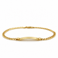 Panzerarmband aus 585 Gelbgold mit leicht gewölbter, polierter Gravurplatte in flacher Schrägansicht.