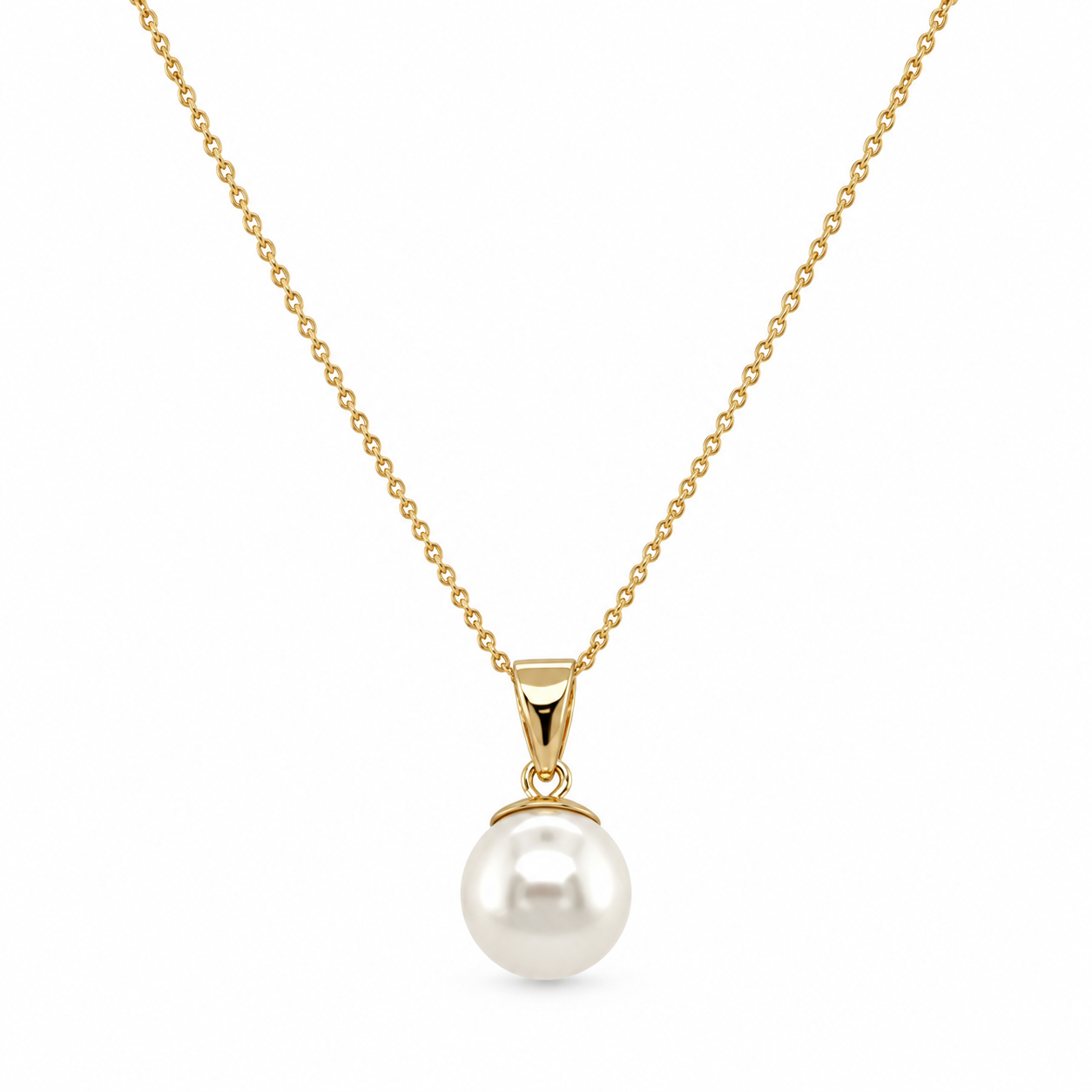 Perlenkette aus 585 Gelbgold mit Süßwasserzuchtperle 7–8 mm in Frontansicht
