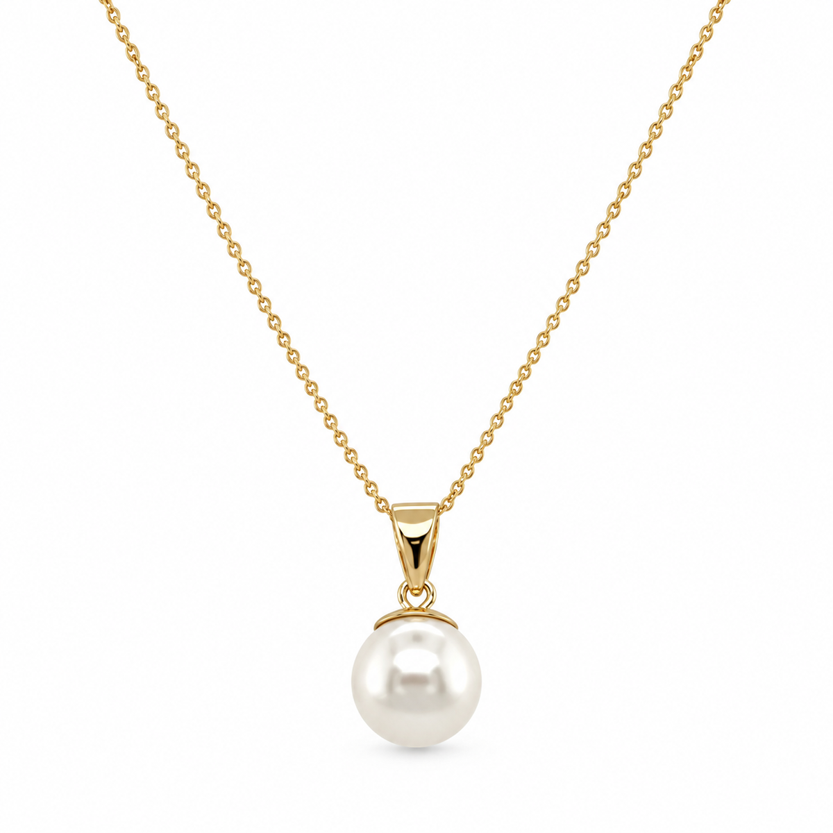 Perlenkette aus 585 Gelbgold mit Süßwasserzuchtperle 7–8 mm in Frontansicht