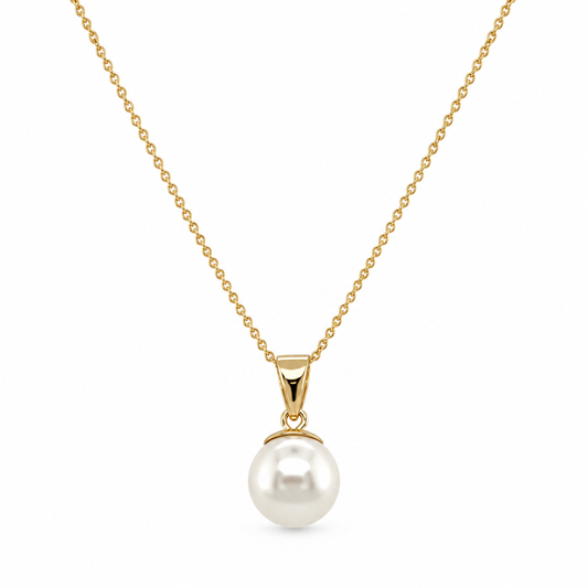 Perlenkette aus 585 Gelbgold mit Süßwasserzuchtperle 7–8 mm in Frontansicht