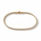 Tennisarmband aus 585 Gelbgold mit einreihigem Zirkoniabesatz und Karabinerverschluss in Frontansicht