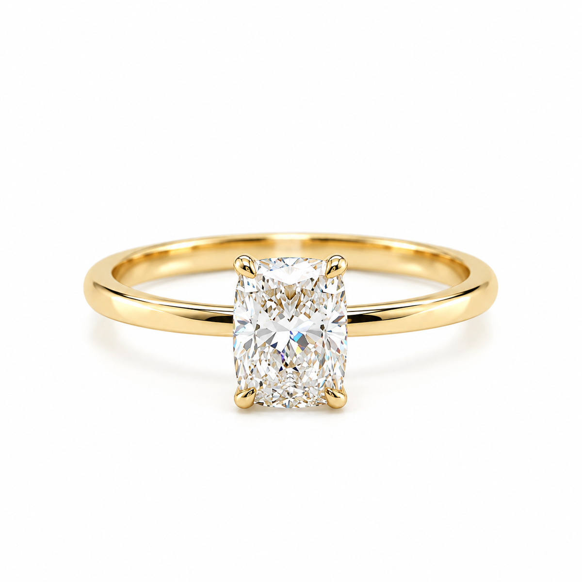 Verlobungsring 585 Gelbgold mit 1,08 ct Cushion Labordiamant in Solitärfassung