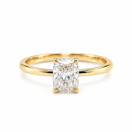 Verlobungsring 585 Gelbgold mit 1,08 ct Cushion Labordiamant in Solitärfassung