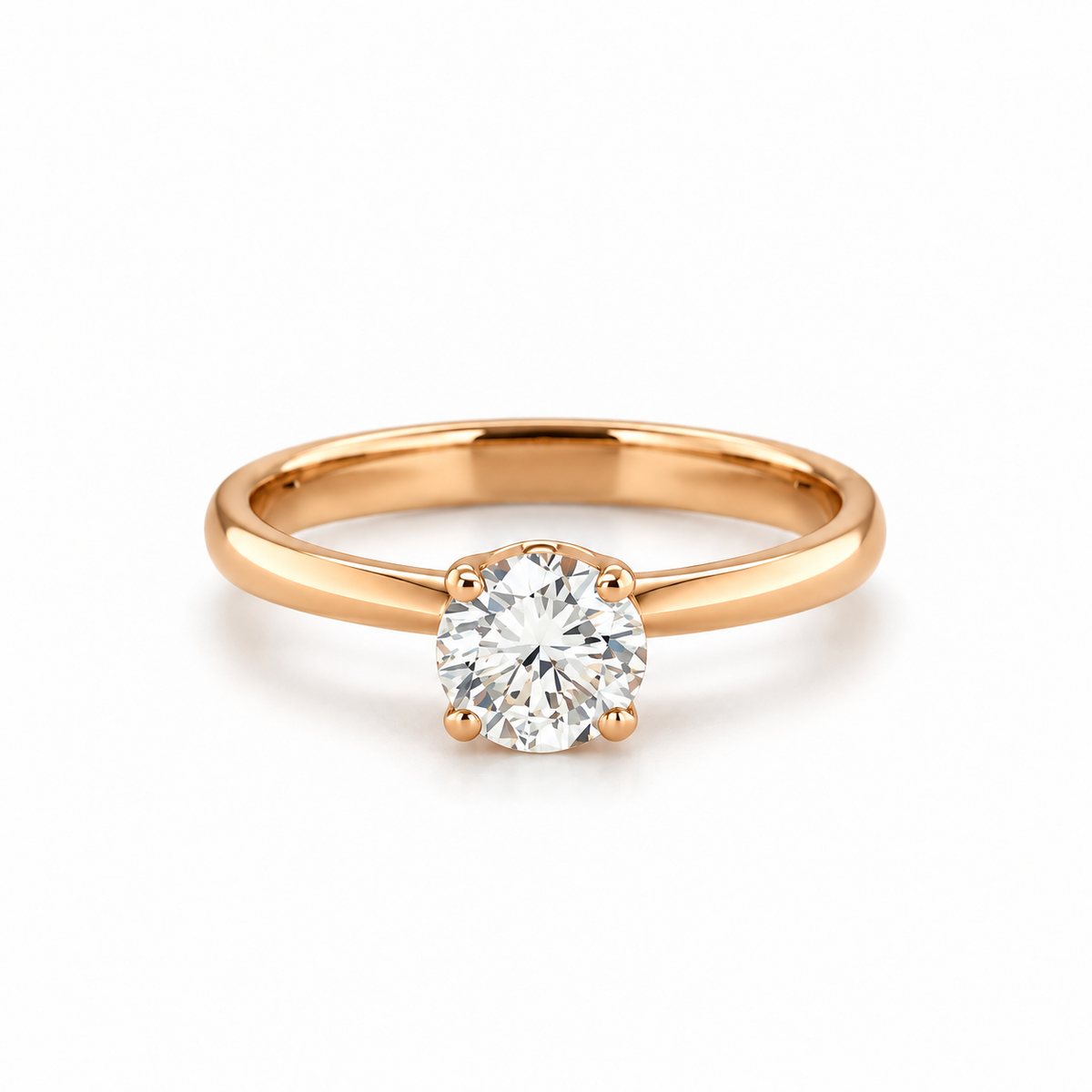 Solitärring aus 750 Roségold mit 0,82 ct Brillant K-VS2 Frontansicht