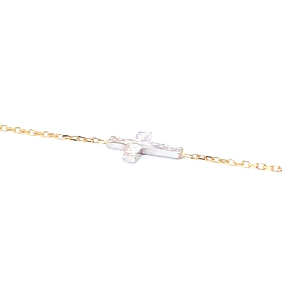 Armband 585/-Gelbgold/-Weißgold mit Kreuz