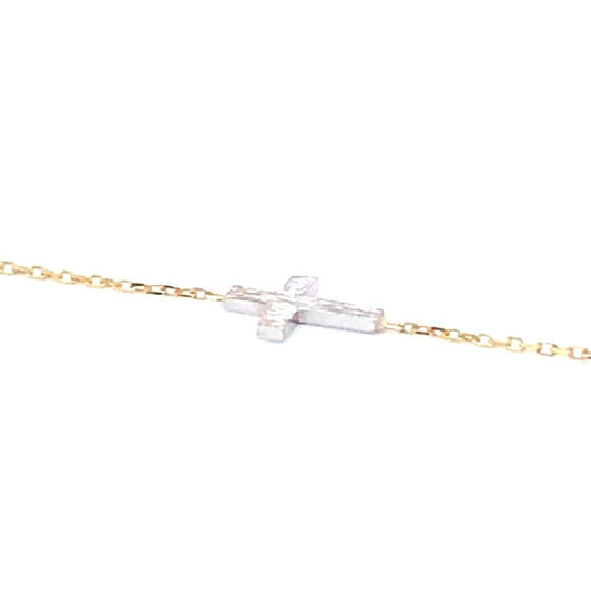 Armband 585/-Gelbgold/-Weißgold mit Kreuz