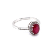Ring Rubin/Brillanten 585/-Weissgold